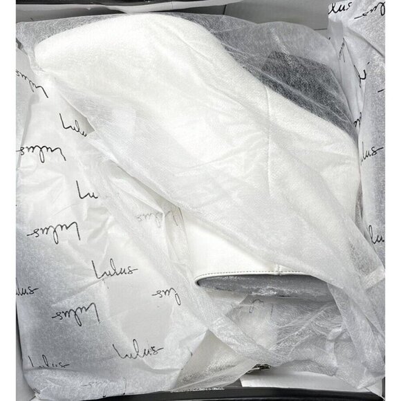 LULUS Brya White Vegan Leather Pointed-Toe Chunky Heel Ankle Bootie 7.5 - Picture 6 of 7